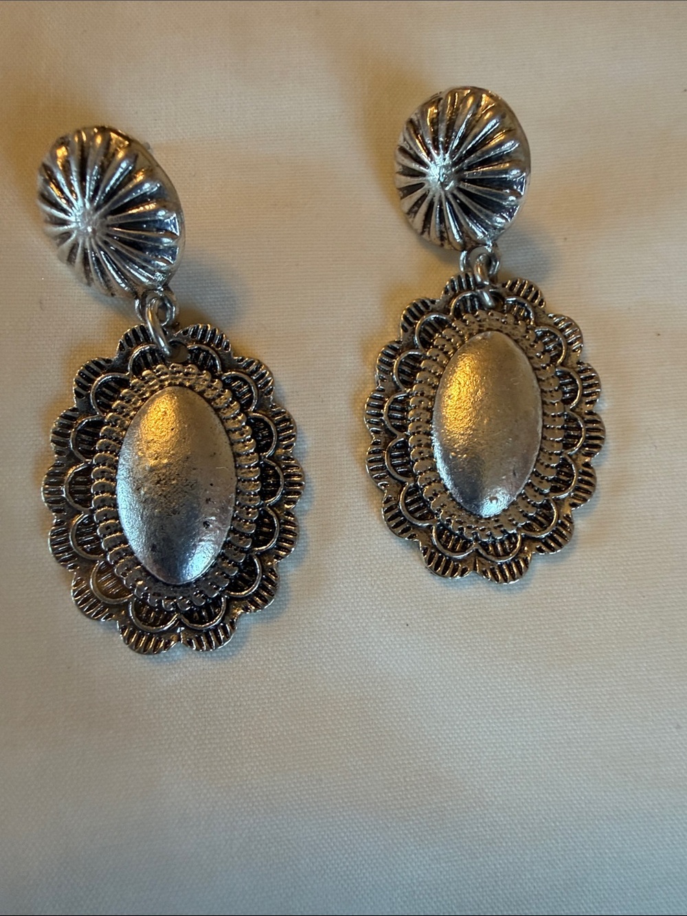 Silver-Tone Filigree Drop Earrings